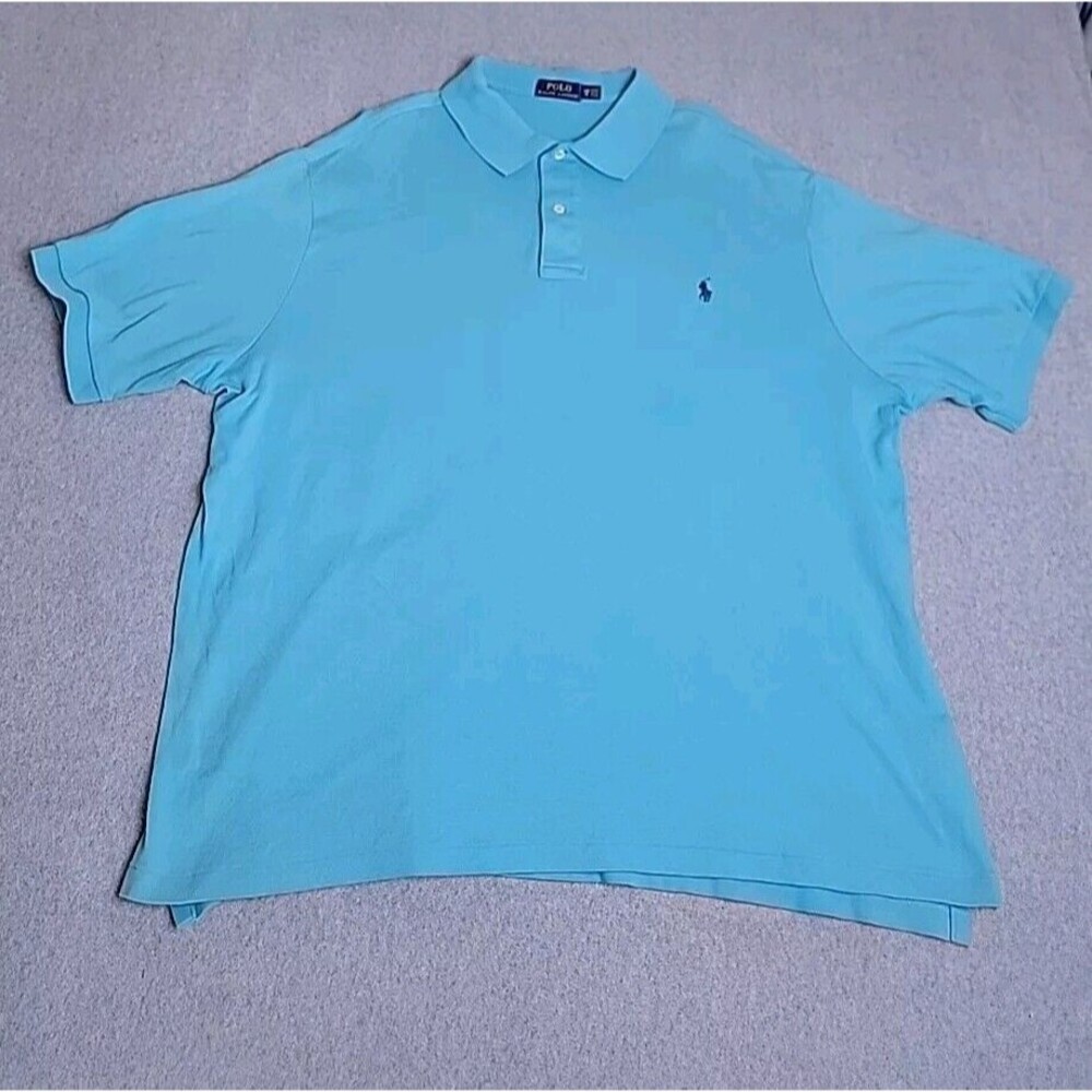 Polo Ralph Lauren Shirt Mens 2XB‎ Big Aqua Blue Teal Embroidered Logo Preppy Dad